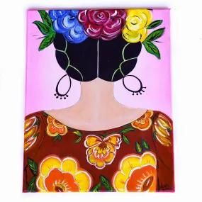 Mexican Girl Wall Art with Floral Top