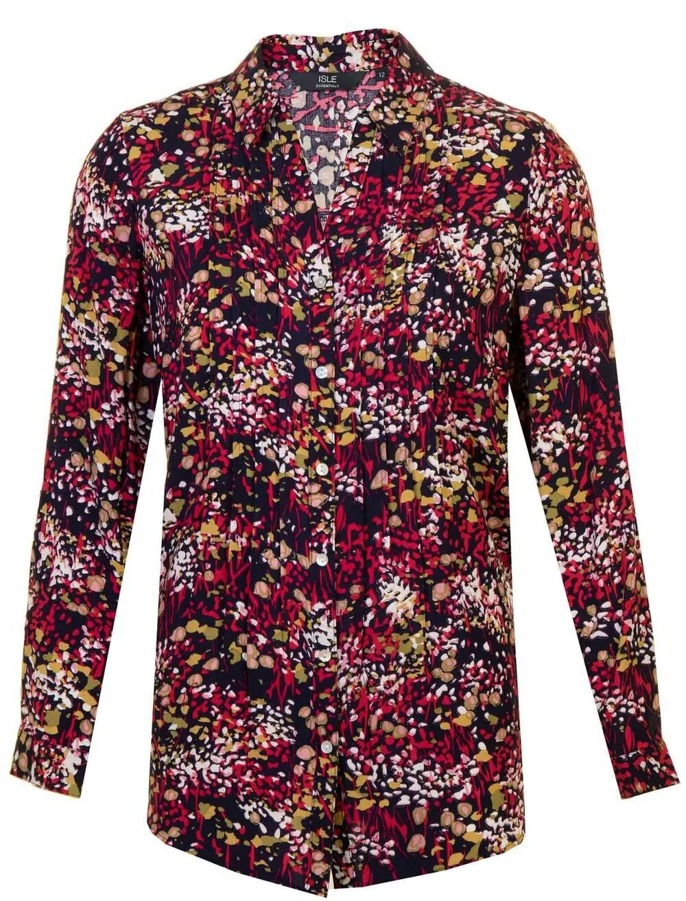 Mid Navy Floral Print Blouse with Collar