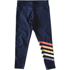 Navy Leggings with Rainbow Stripes