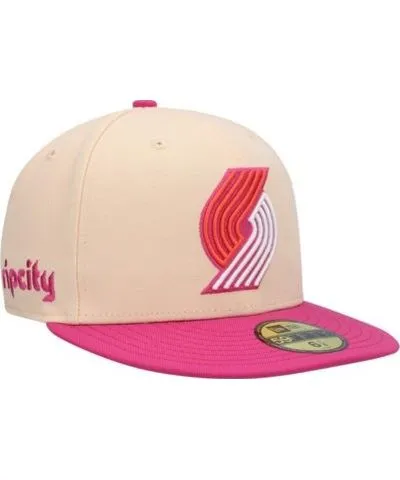 New Era Men's NBA Orange Pink Portland Trail Blazers Passion Mango 59FIFTY Fitted Hat