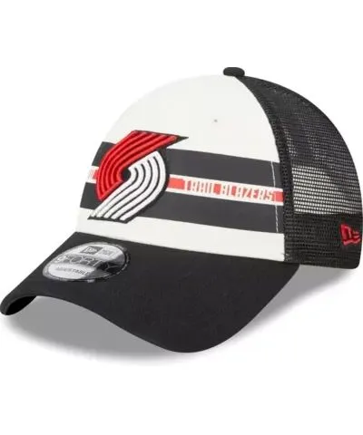 New Era Men's NBA Portland Trail Blazers Stripes 9FORTY Trucker Snapback Hat