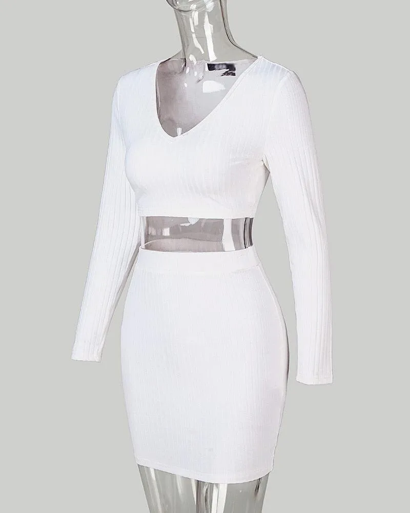 Long Sleeve Off Shoulder Bodycon Dress with Belt