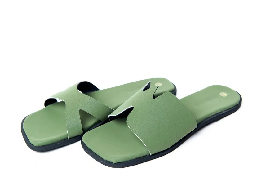 Olive Green Leather Sandal by Maxine