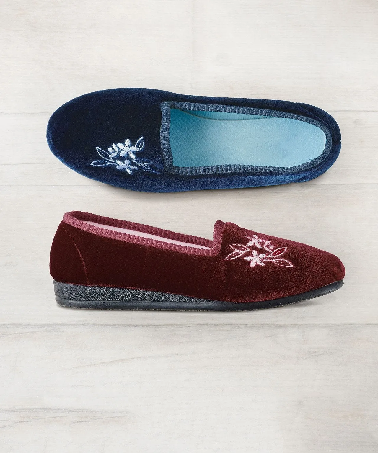 2-Pack Embroidered House Slippers