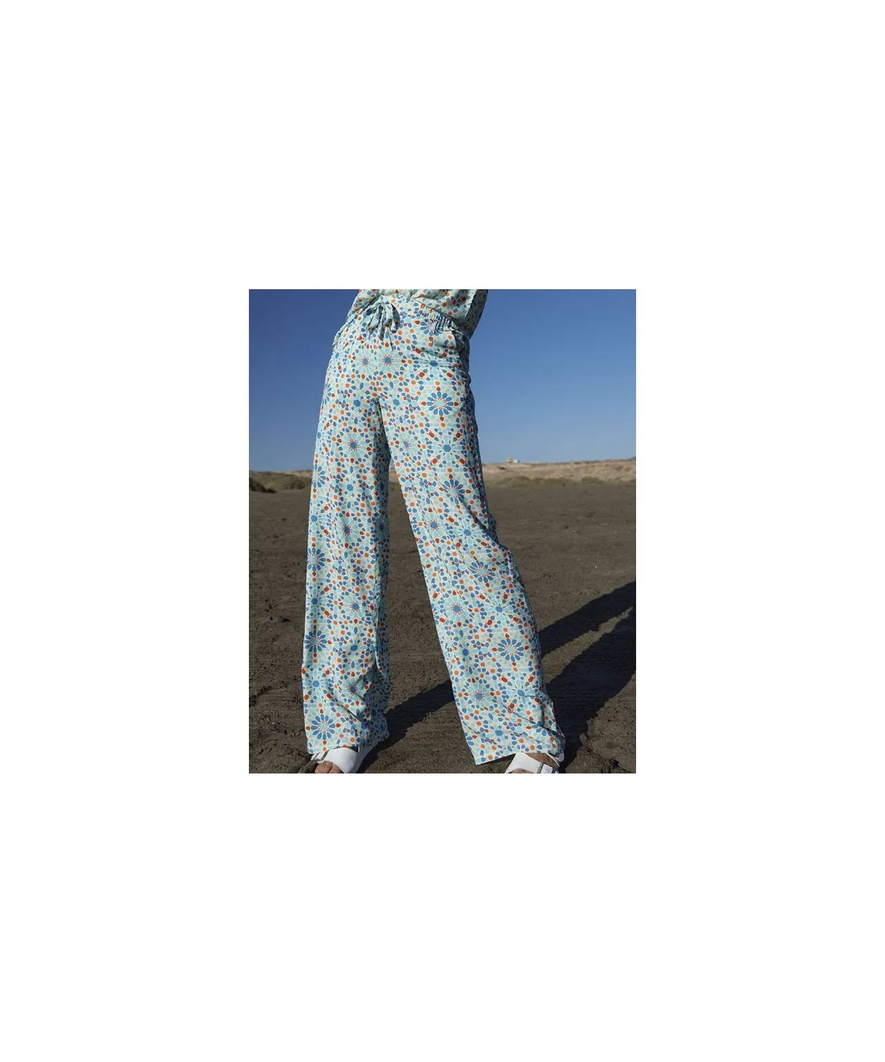 Patterned Wide Leg Trousers