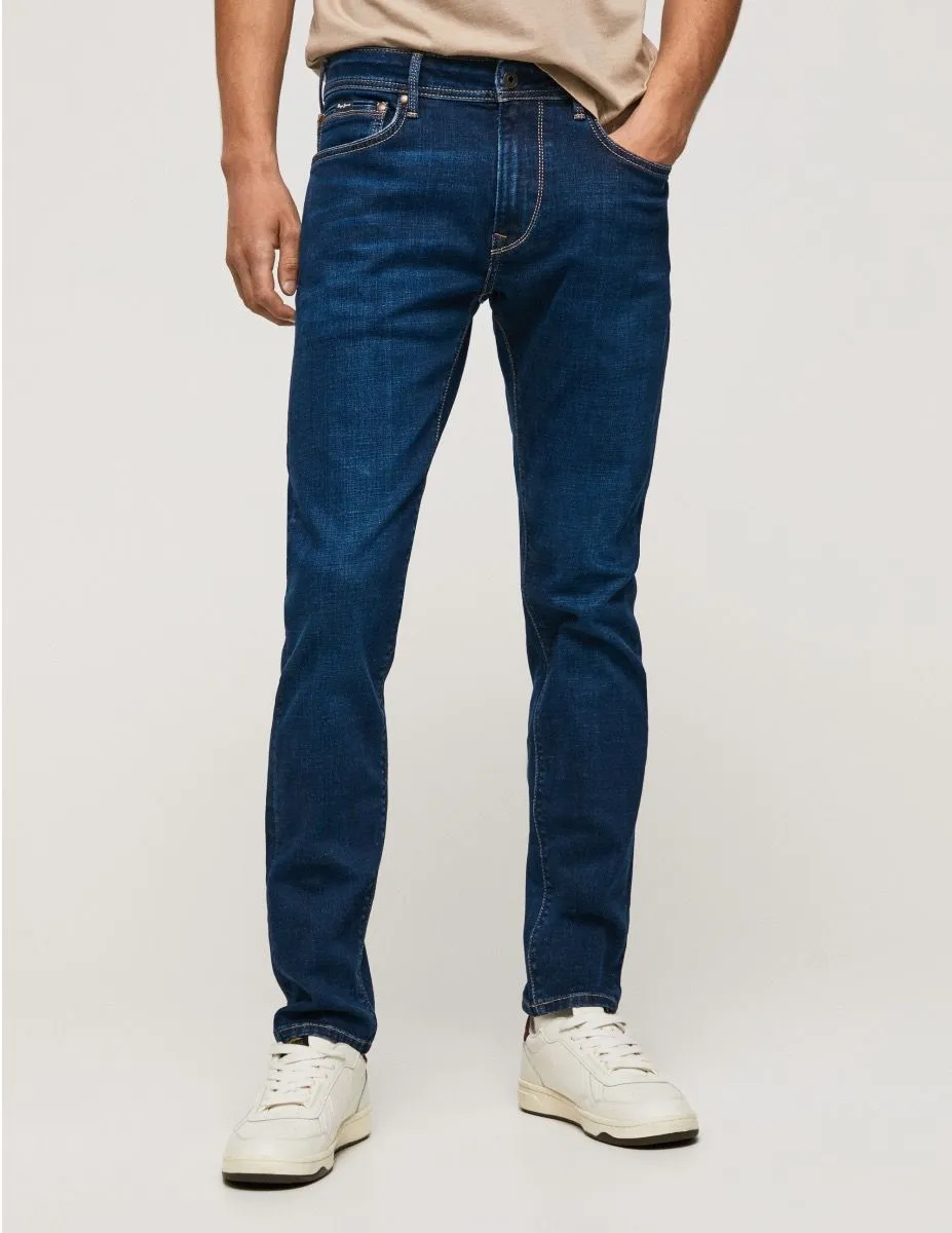 Pepe Jeans Blue Taper Fit Regular Waist Denim Jeans Stanley VX2