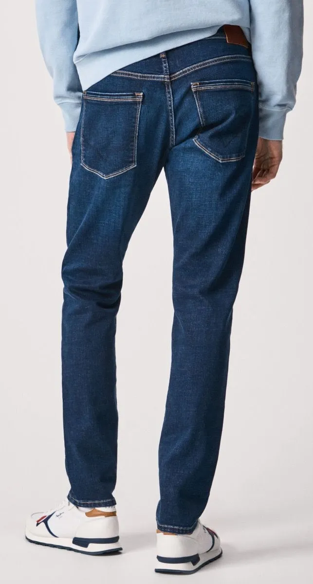 Pepe Jeans Blue Taper Fit Regular Waist Denim Jeans Stanley VX2