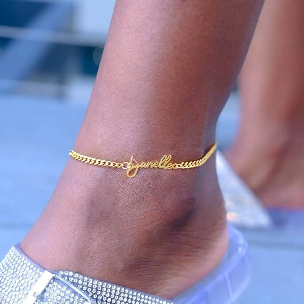 Customized Cuban Link Name Anklet