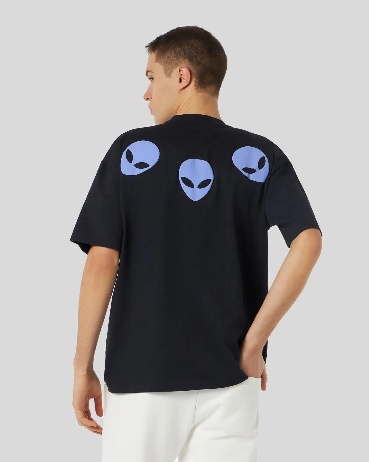 Black PHOBIA T-shirt with Purple Alien Print