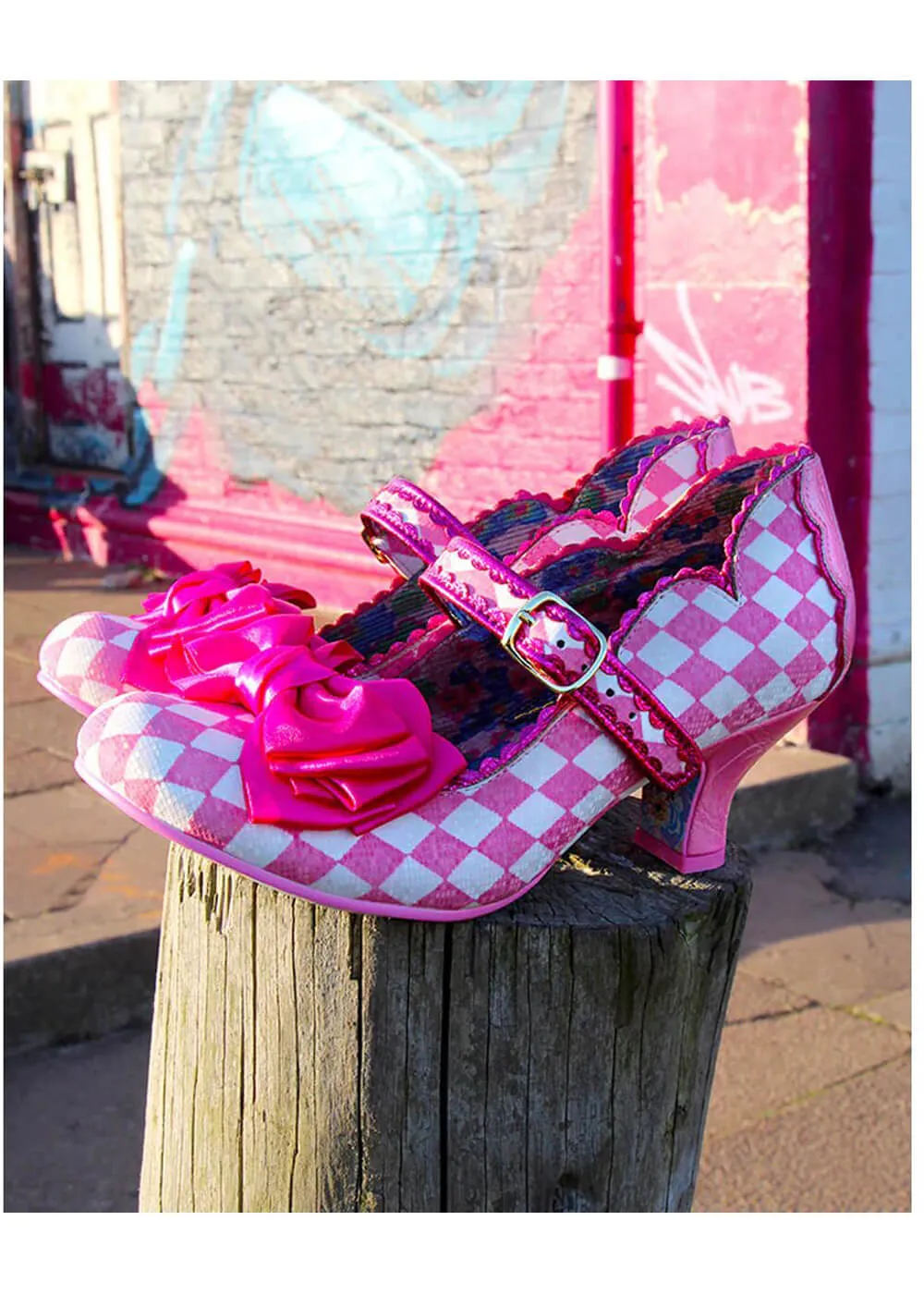 Irregular Choice Summer Breeze Pumps in Pink and White