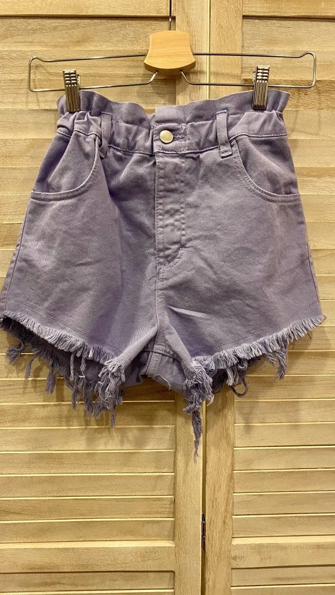 Lilac Fringed Shorts