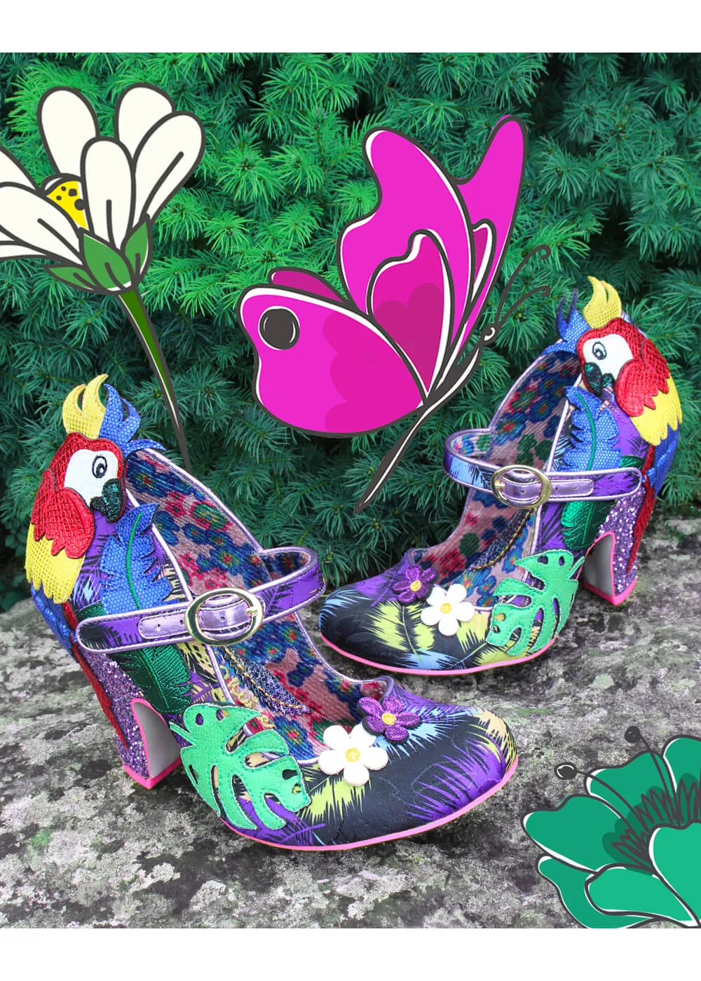 Irregular Choice Parrot Paradise Pumps in Purple