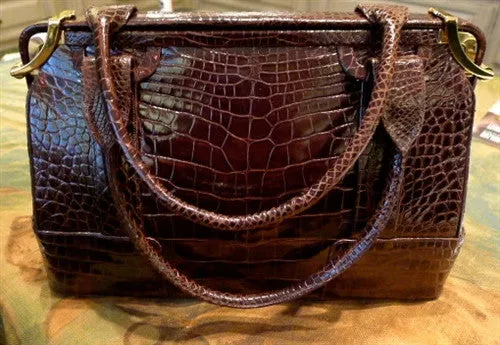 Vintage Judith Leiber Brown Alligator Purse