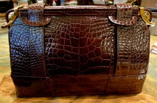 Vintage Judith Leiber Brown Alligator Purse