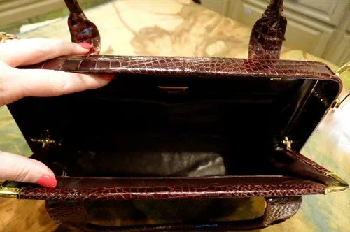 Vintage Judith Leiber Brown Alligator Purse