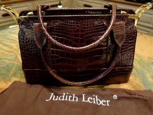 Vintage Judith Leiber Brown Alligator Purse