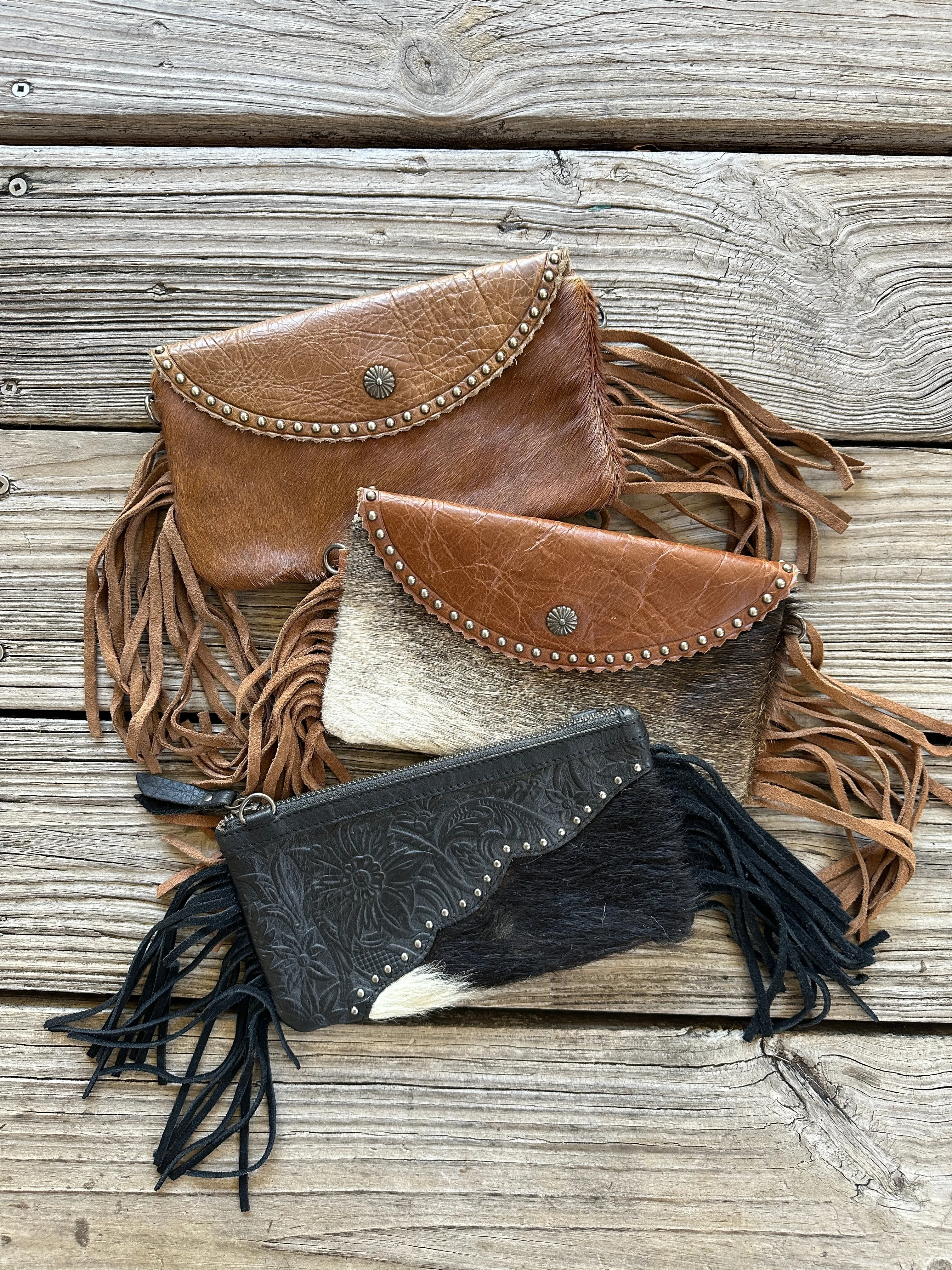 Queen Bee's Closet Montana West Hair On Hide Leather Clutches & Wallets