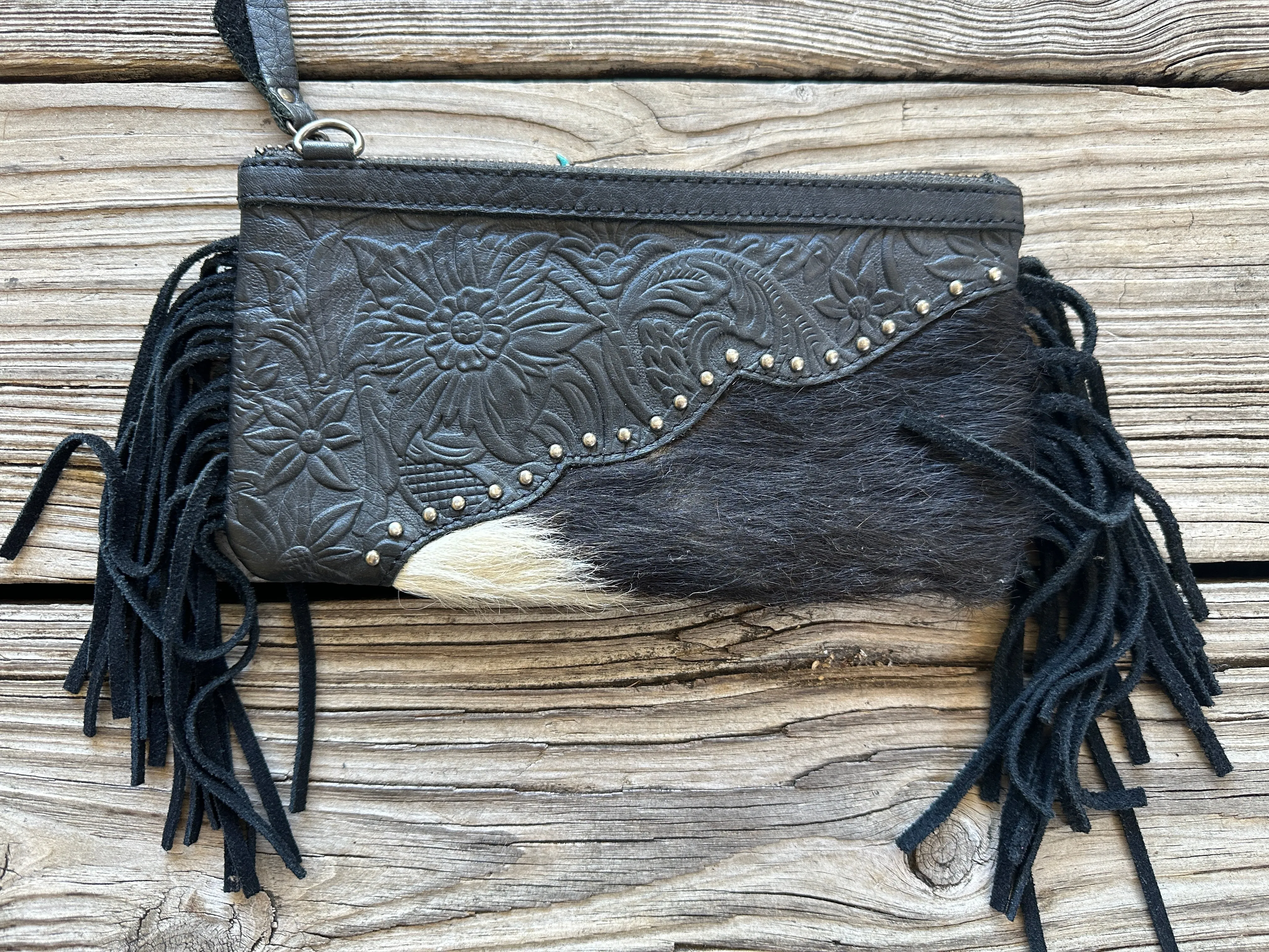 Queen Bee's Closet Montana West Hair On Hide Leather Clutches & Wallets