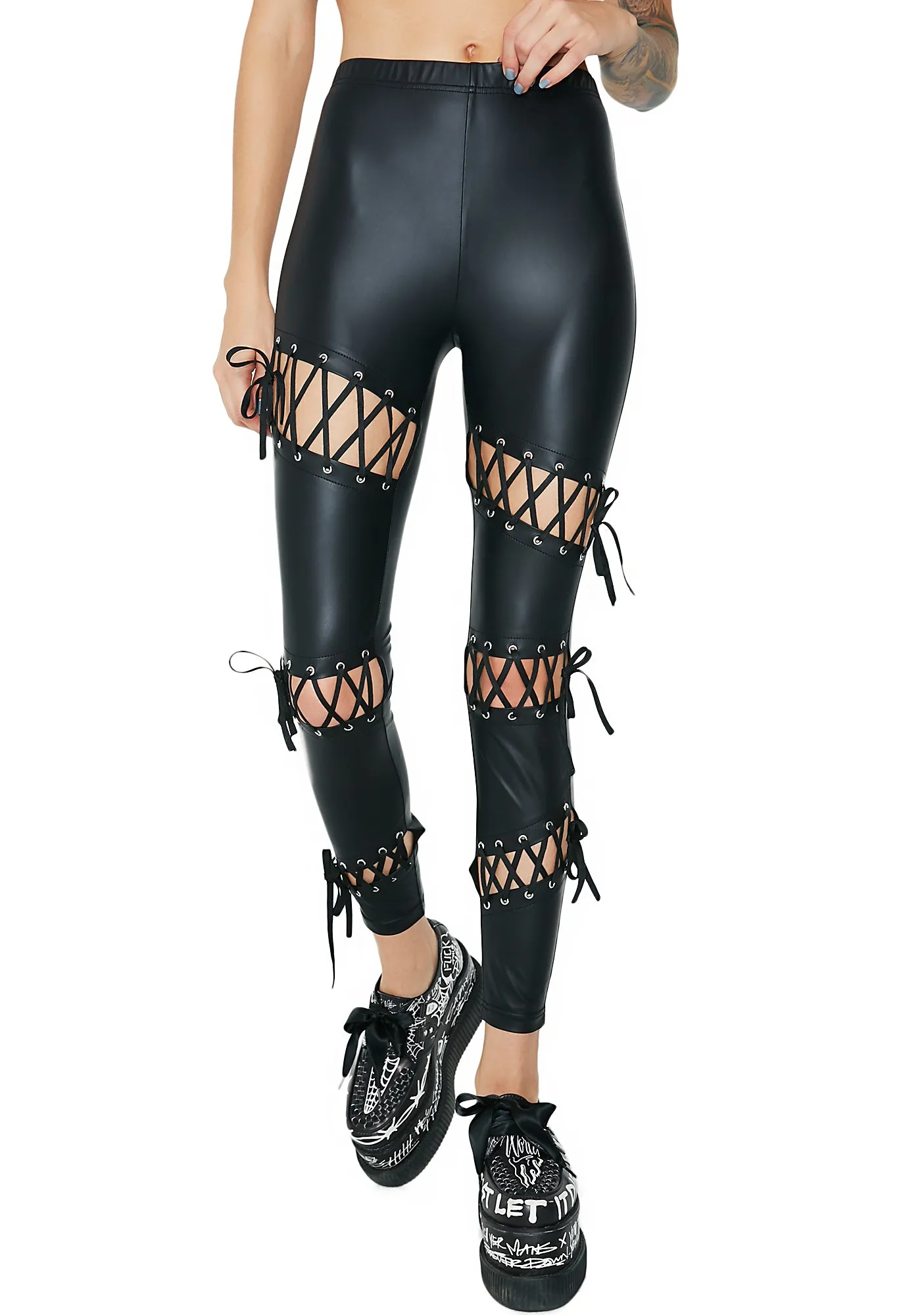 Rebellion Matte Lace-Up Leggings-