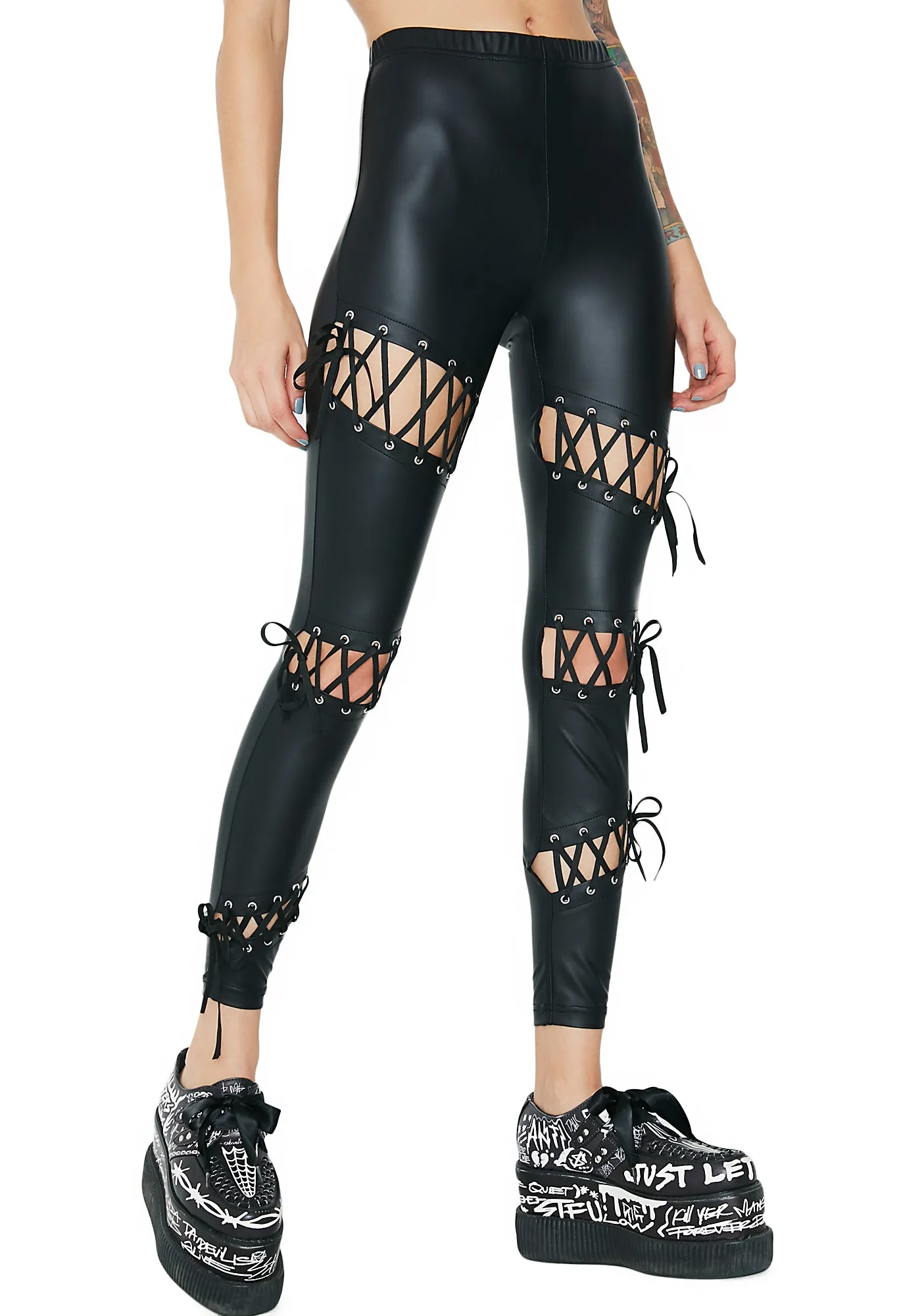 Rebellion Matte Lace-Up Leggings-