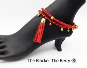 Dancing Handmade Red Beaded Women's Anklets Jewelry