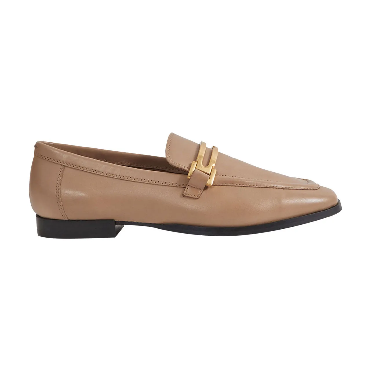 REISS Angela Leather Loafers Beige