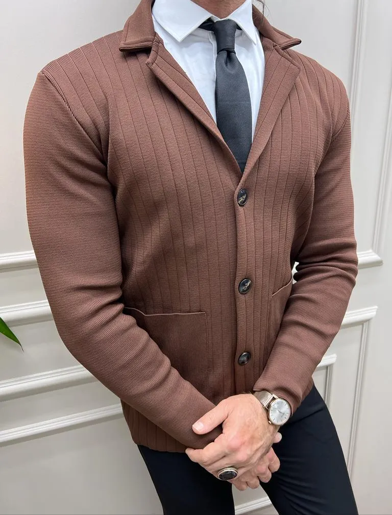 Camel Slim Fit Jacket with Rick Details