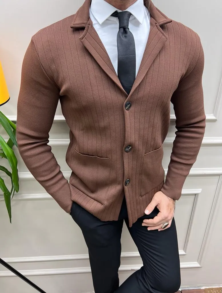 Camel Slim Fit Jacket with Rick Details