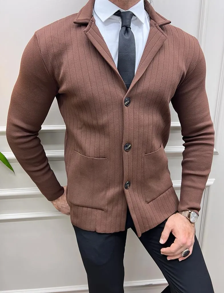 Camel Slim Fit Jacket with Rick Details