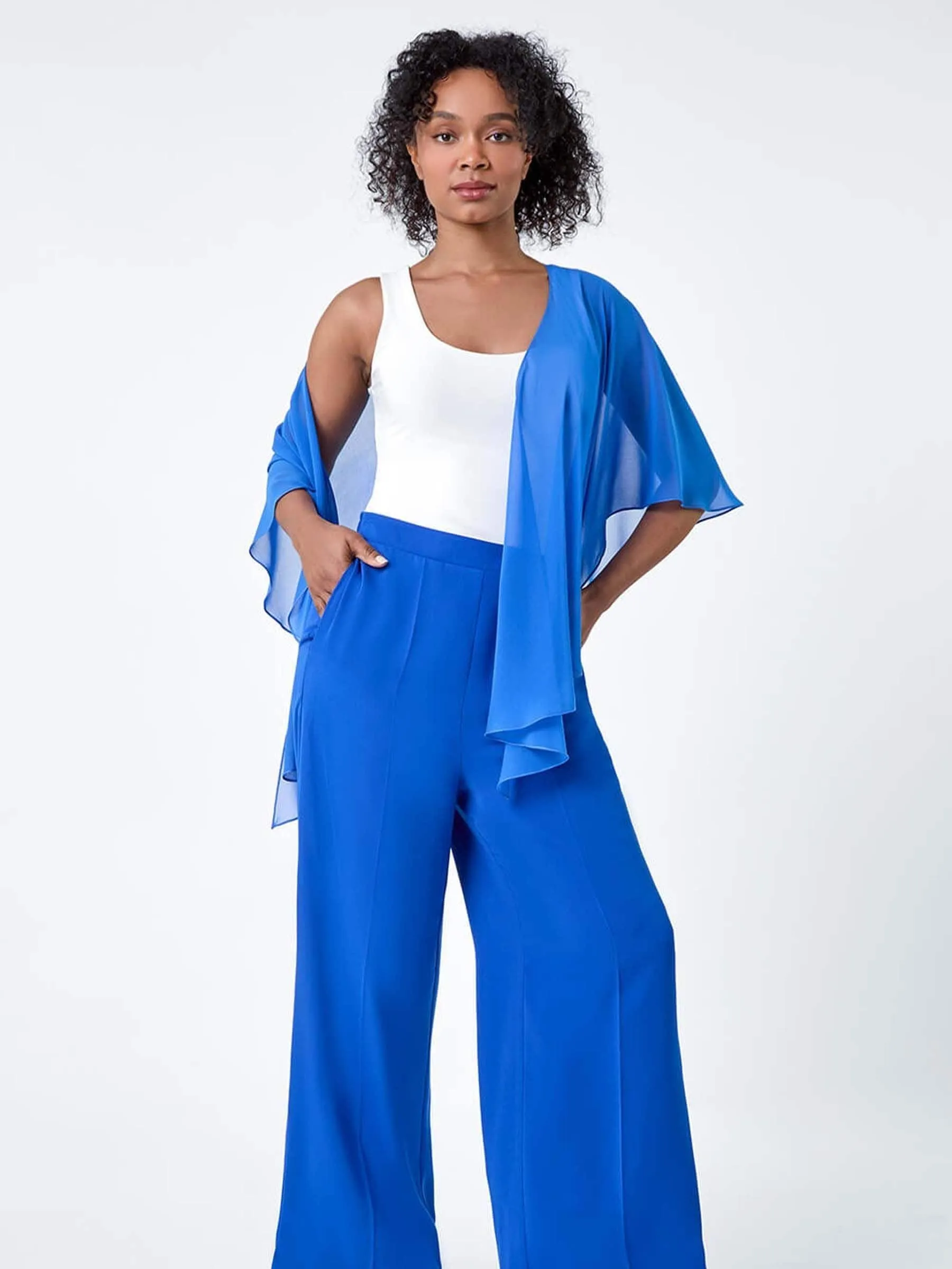 Roman Blue Pocket Wide Leg Trousers