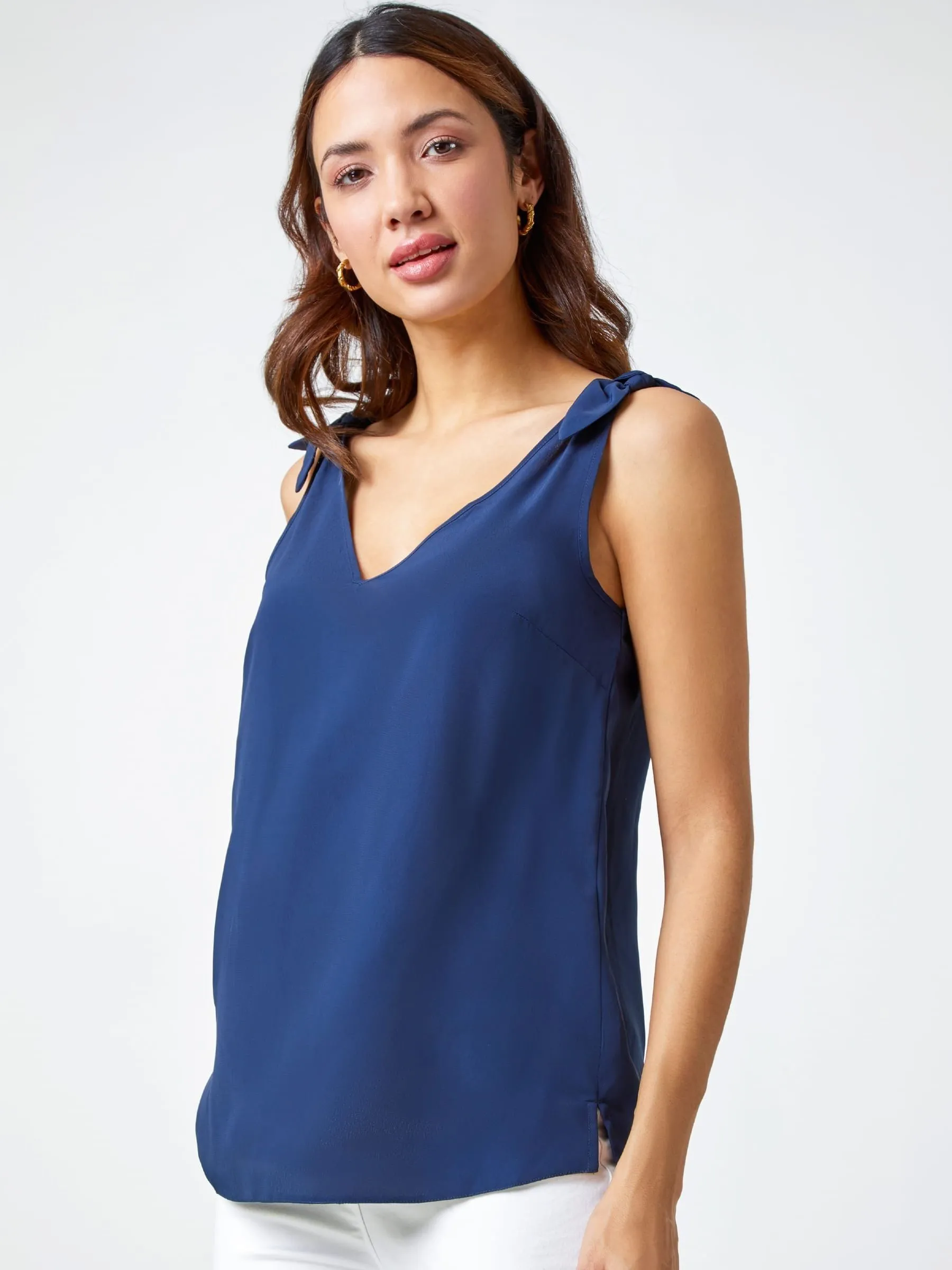 Roman Blue Tie Detail Strap Cami Top
