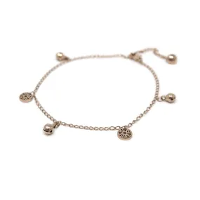 Rose Gold Plated Stainless Steel Disc Jingle Bell Anklet