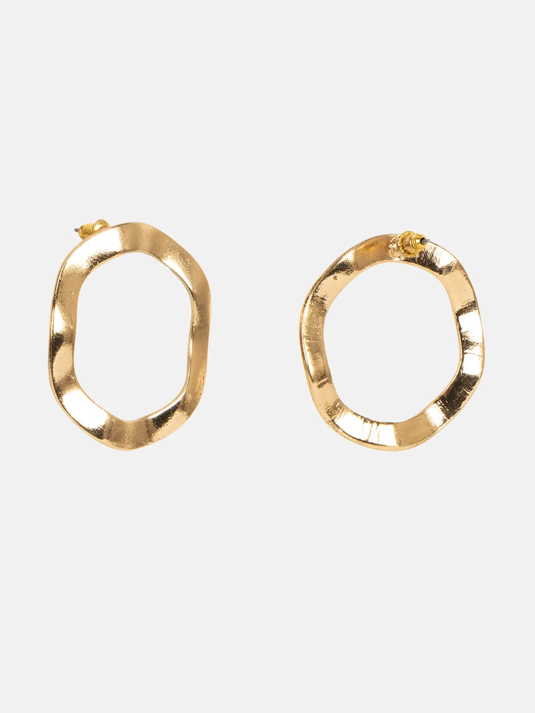 Gold Round Earrings