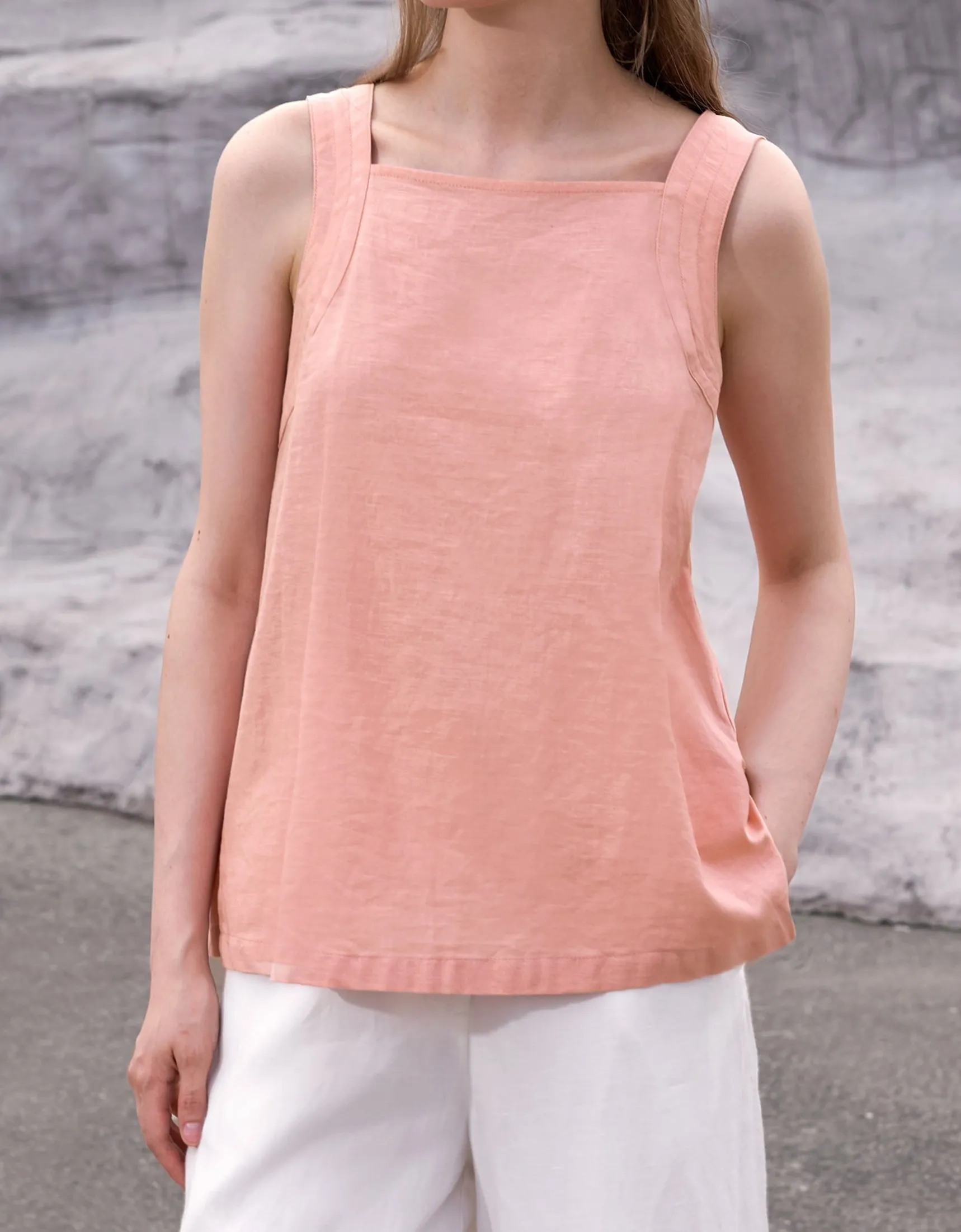 Crew Neck Casual Linen Sleeveless Cotton