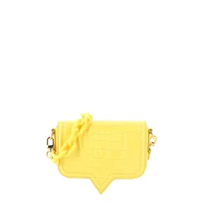 Croco Texture Yellow Handbag