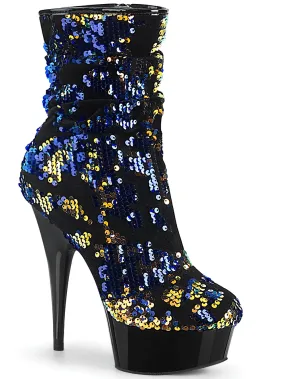 Sequin Slouch Heeled Ankle Boots with Zip Closure by PLEASER