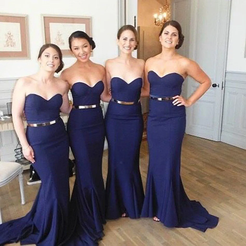 Royal Blue Sweeping Bridesmaid Dress WG106