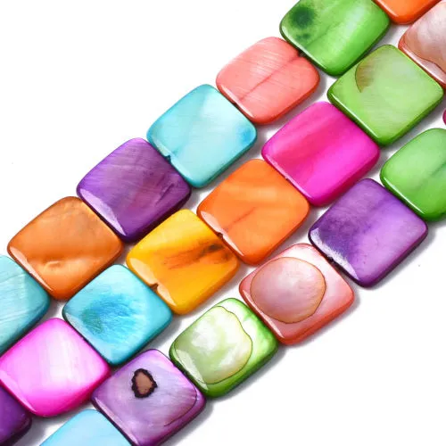 Freshwater Square Shell Beads Mixed Colors