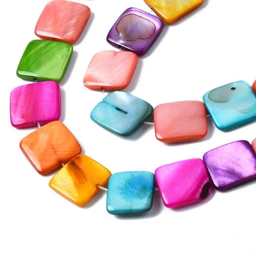 Freshwater Square Shell Beads Mixed Colors