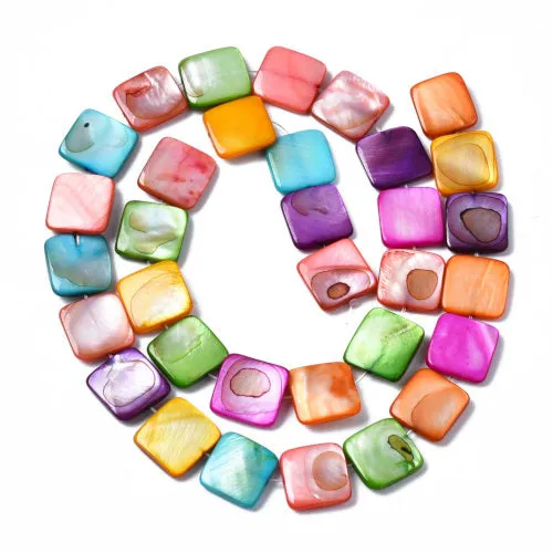 Freshwater Square Shell Beads Mixed Colors