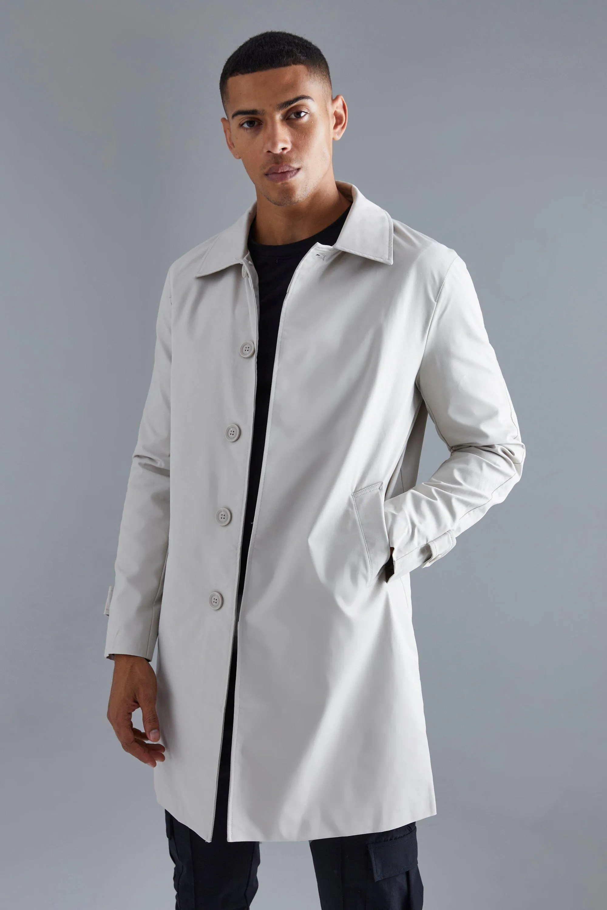 Single Breasted Poly Twill Mac Jacket by boohooMAN