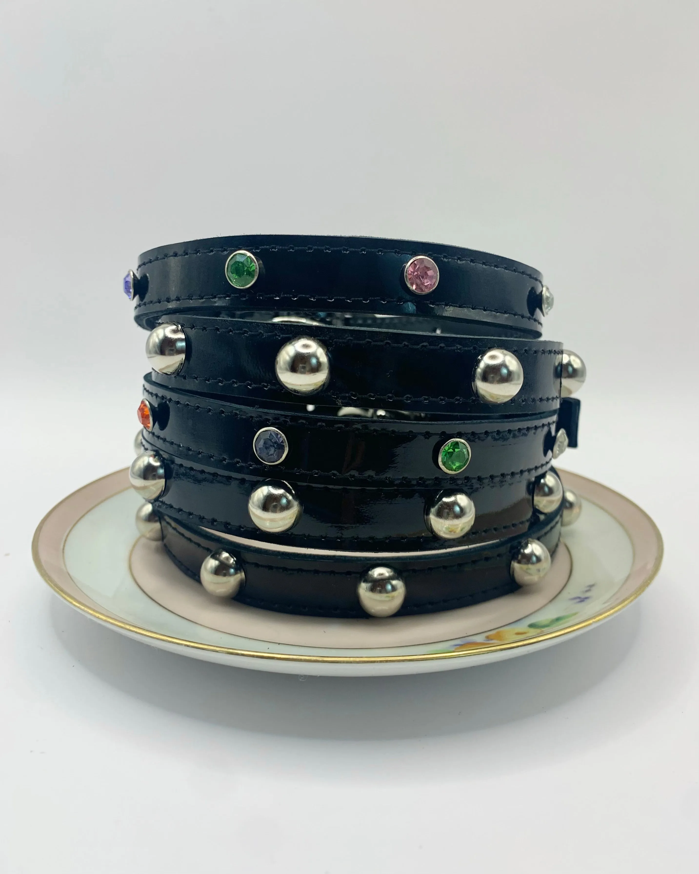 SJ X DBD black patent stud choker