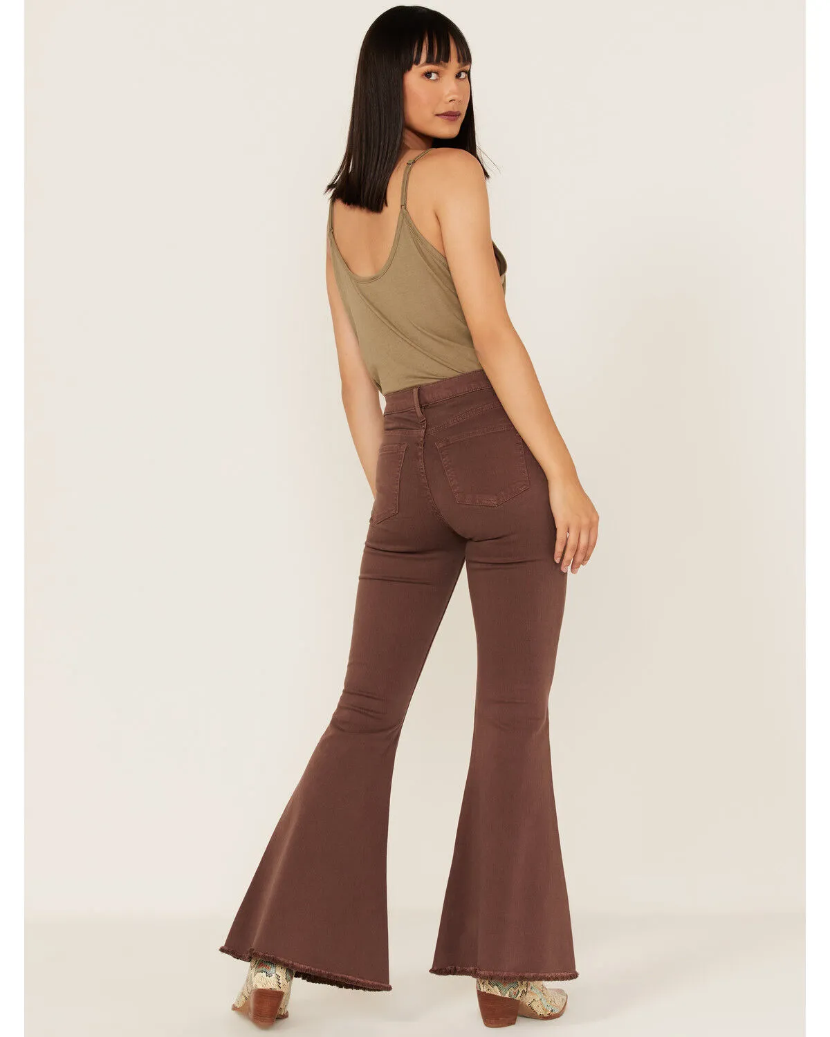 Sneak Peek Women's High Rise Distressed Flare Jeans