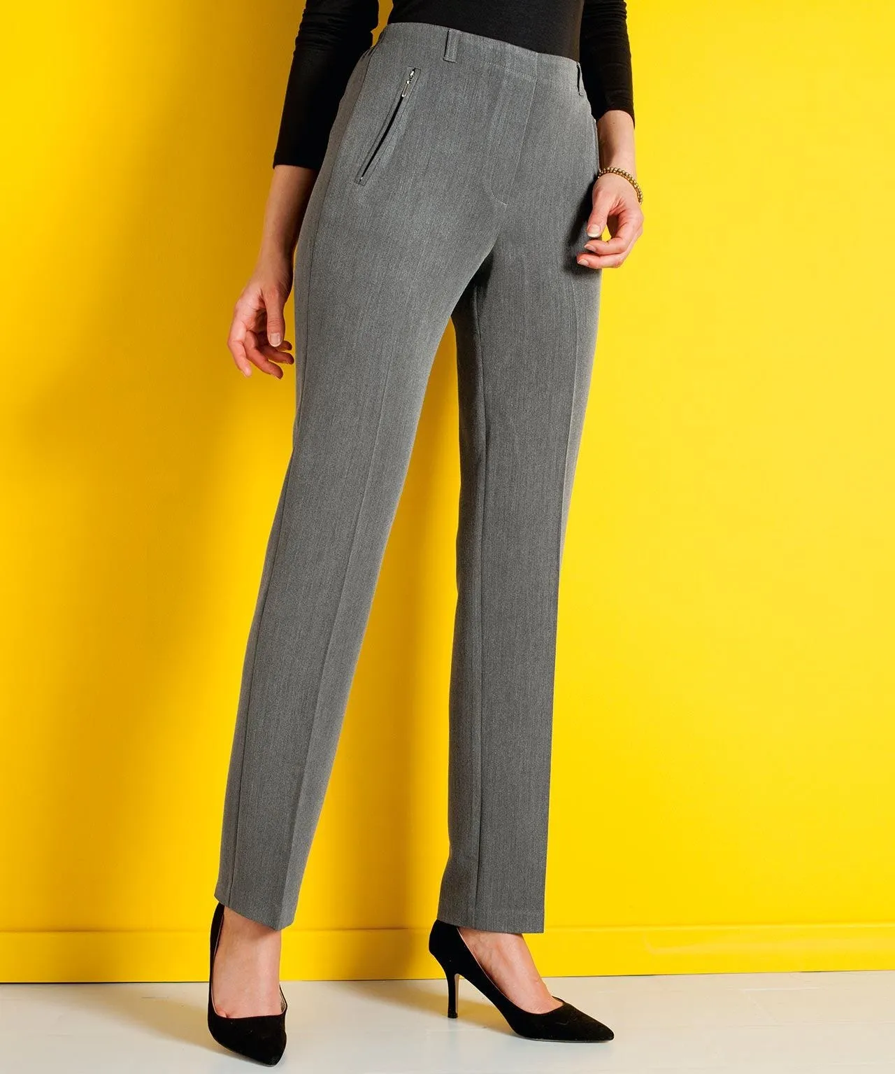 Straight leg Trousers with Zip Detail