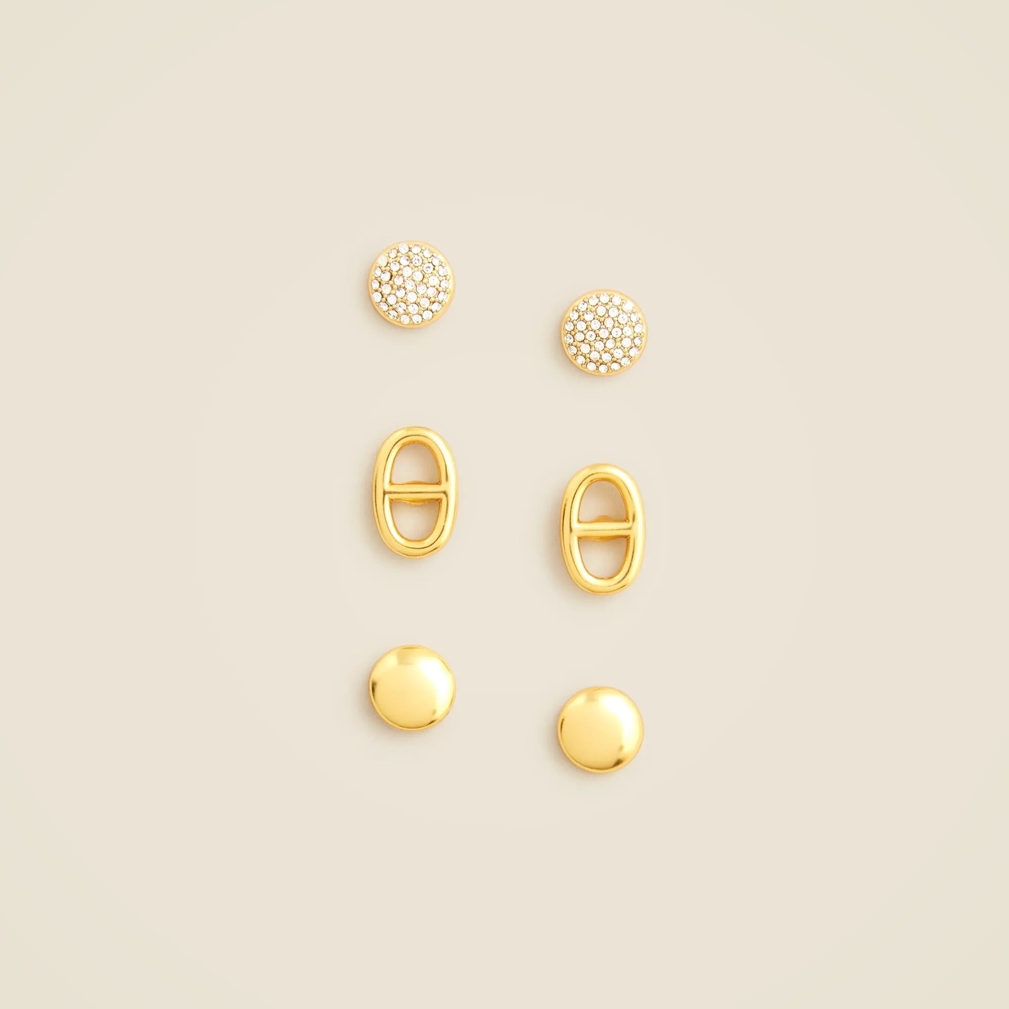 Three-Pack Stud Earrings