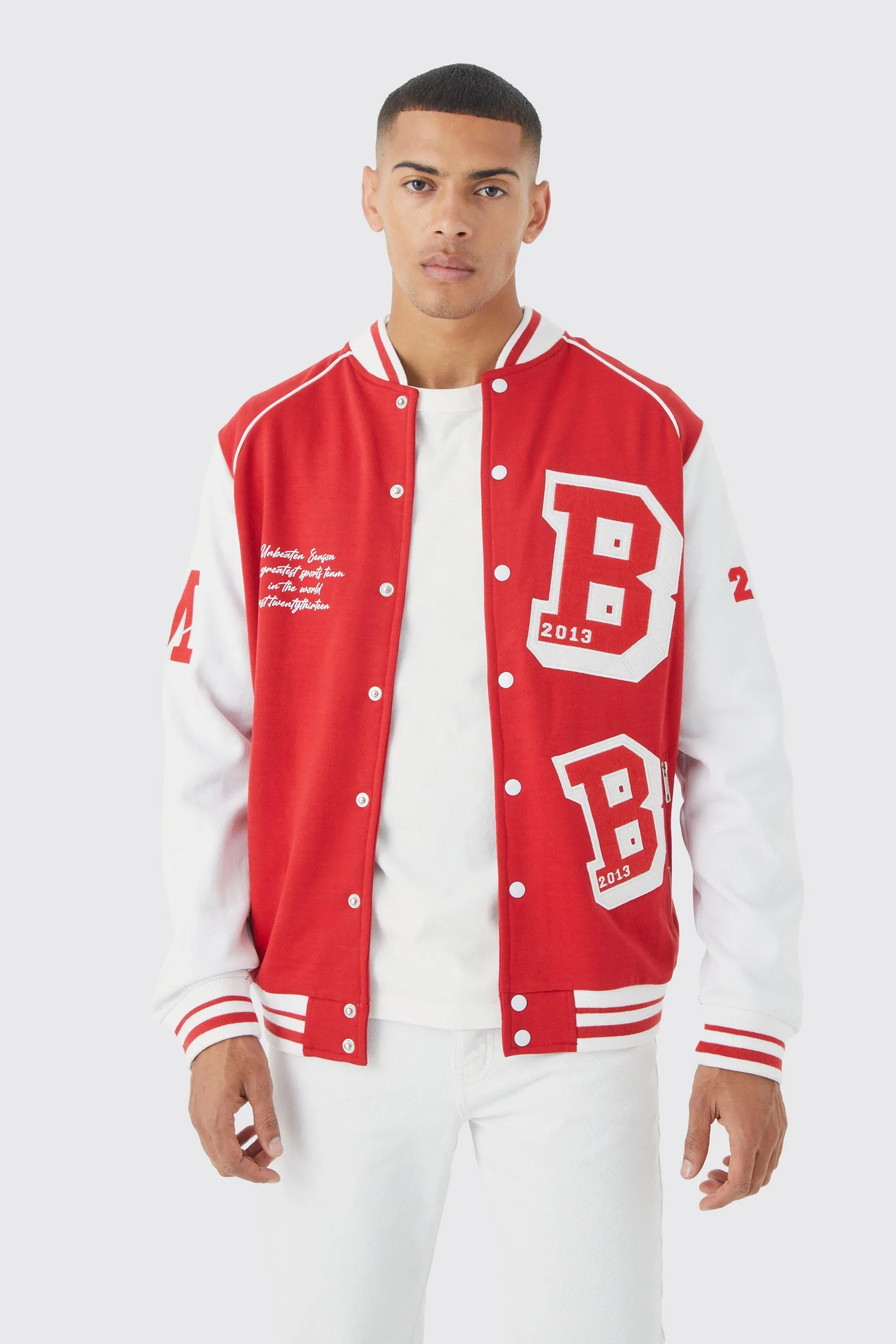 Trendy Jersey Varsity Bomber Jacket by boohooMAN