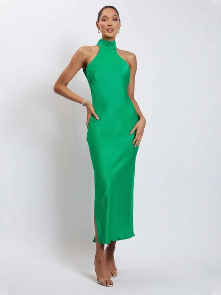 Green Maxi Dress for Women - Elegant Off Shoulder Party Clubwear