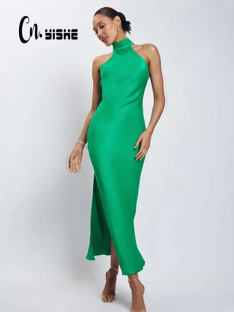 Green Maxi Dress for Women - Elegant Off Shoulder Party Clubwear