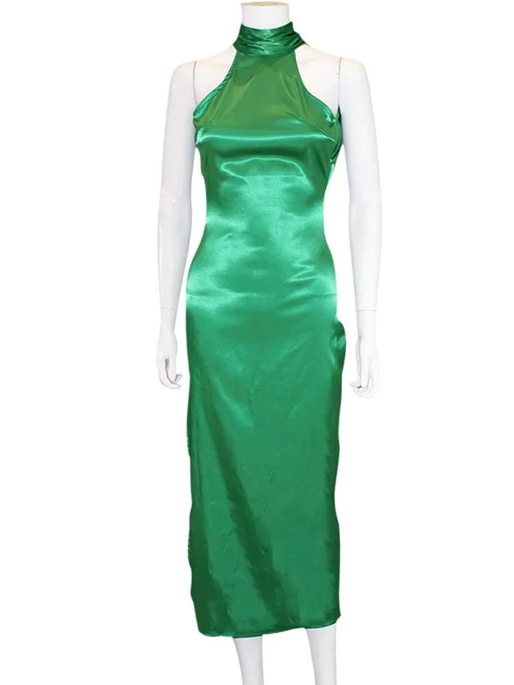 Green Maxi Dress for Women - Elegant Off Shoulder Party Clubwear