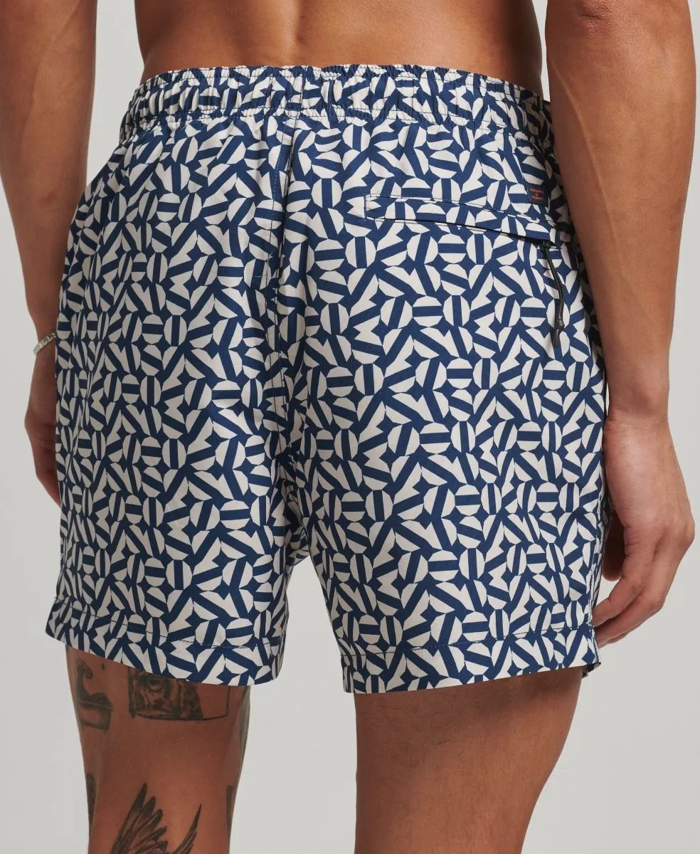 Superdry Navy Summer Print Swim Shorts Tile Shape